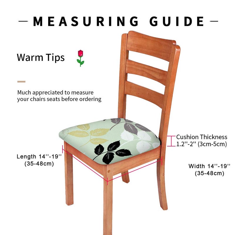 Gute Chair Seat Covers, Stretch Printed Chair Covers with Elastic Ties and Button, Removable Washable Dining Upholstered Chair Protector Seat Cushion Slipcovers for Dining Room, Office(Green) - Image 4